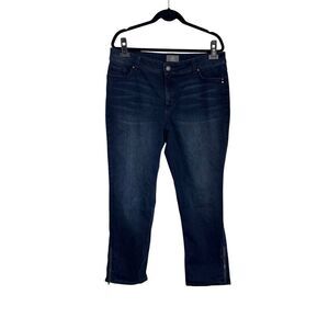 So Slimming by Chicos Jeans Womens Size 3 16 Dark Blue Ankle Zip Stretch Denim